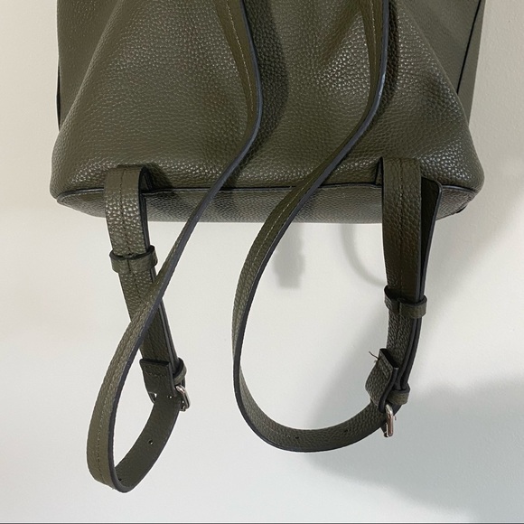 ZARA Khaki Faux Leather Backpack w/ Front Pockets - Picture 6 of 6